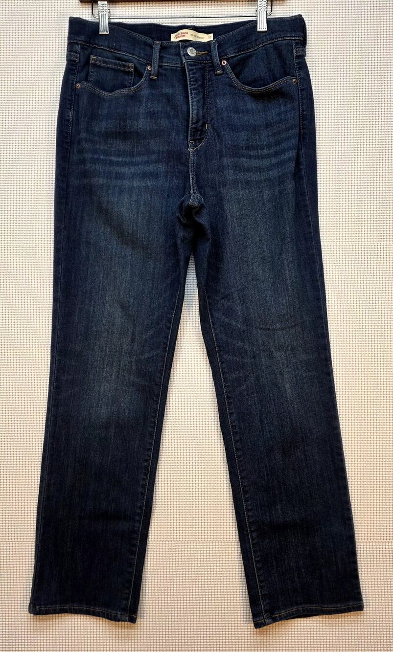 Signature By Levi Srauss Women's Mid Rise Straight Leg Jeans Dark Wash Sz 10